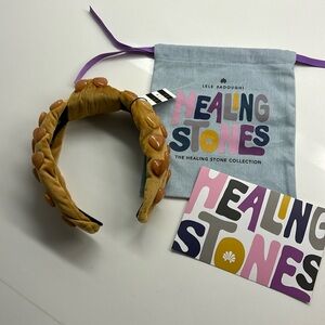 Lele Sadoughi Healing Stones Knotted Collection Headband Yellow Jasper